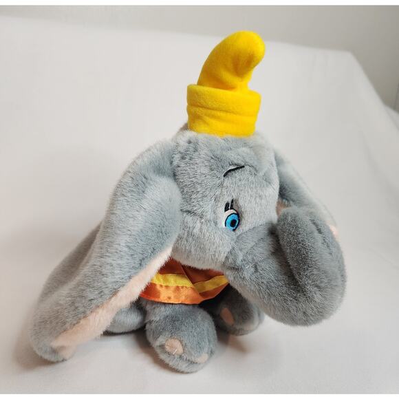 Disney Store Dumbo Elephant Plush Grey Yellow Hat Cartoon Movie 10" - Picture 2 of 7